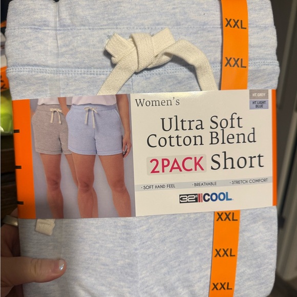 32 Degrees Pants - 32 Degrees Light Gray and Light Blue Women's Athletic Shorts 2-Pack